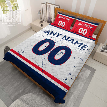 Custom Quilt Sets Columbus Jackets Jersey Personalized Ice hockey Premium Quilt Bedding for Men Women